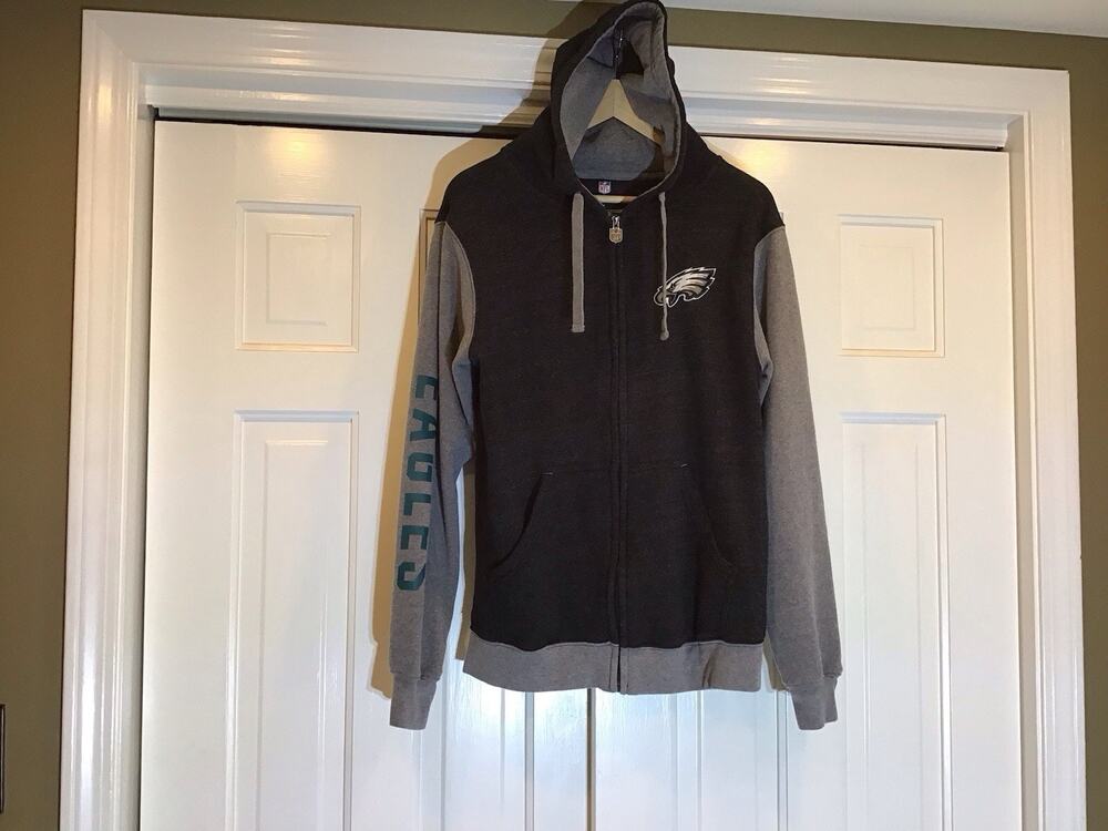 NFL Philadelphia Eagles Football Jacket FullZip Hoodie Men M Pro Line Black Gray